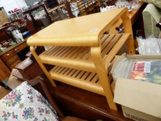 A RETRO BENTWOOD THREE TIER TABLE.