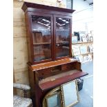 A VICTORIAN MAHOGANY SECRETAIRE BOOKCASE.