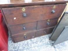 AN 18th C. OAK CHEST OF DRAWERS.