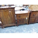 A WILLIAM IV SIDE CABINET, AND TWO GEORGIAN COMMODES.