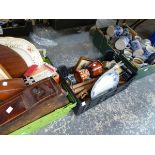 A QUANTITY OF GERMAN POTTERY BEER STEINS, AND TWO BOXES OF MISC. ASSORTED.