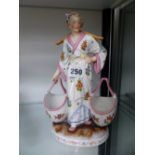 TWO PAIRS OF ANTIQUE PORCELAIN FIGURES.