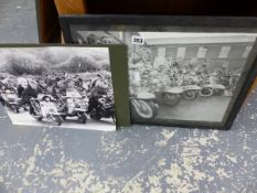 TWO PHOTOGRAPHIC PRINTS OF MODS ON SCOOTERS.