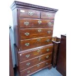 A GEORGIAN MAHOGANY CHEST ON CHEST, 102cm (W) x 53cms (D) 177cm (H).