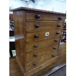 A VICTORIAN PINE SMALL COLLECTORS CHEST.