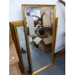 THREE GILT FRAMED LARGE MIRRORS.