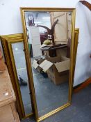 THREE GILT FRAMED LARGE MIRRORS.