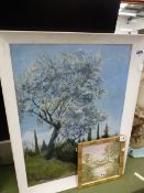 OIL PAINTING TREE IN BLOSSOM, SIGNED PATRICIA HISTWICK? 1976 AND ANOTHER SMALL OIL PAINTING.