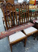 A PAIR OF UNUSUAL GOTHIC BACK SIDE CHAIRS.