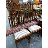 A PAIR OF UNUSUAL GOTHIC BACK SIDE CHAIRS.