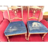 A PAIR OF EDWARDIAN INLAID SIDE CHAIRS.