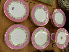 A VICTORIAN PINK BORDERED DESSERT SERVICE.