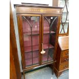 AN EDWARDIAN INLAID DISPLAY CABINET.