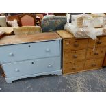 TWO 19th C. PINE CHEST OF DRAWERS.