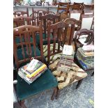 SIX ART NOUVEAU STYLE DINING CHAIRS TOGETHER WITH THREE OTHERS.