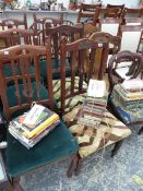 SIX ART NOUVEAU STYLE DINING CHAIRS TOGETHER WITH THREE OTHERS.