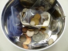 A VICTORIAN SILVER CROWN, VARIOUS OTHER GB COINS, ETC.