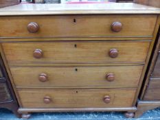 A VICTORIAN MAHOGANY FOUR DRAWER CHEST.