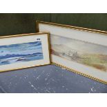 A WATERCOLOUR HIGHLAND LOCH SCENE SIGNED SHACLOCK TOGETHER WITH A FURTHER WATERCOLOUR SIGNED GUY