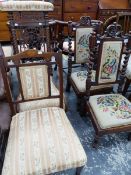 A PRIE DIEU CHAIR, A PAIR OF LOW SIDE CHAIRS, AND THREE FURTHER CHAIRS.