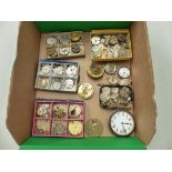 A COLLECTION OF VINTAGE WATCH MOVEMENTS ETC.