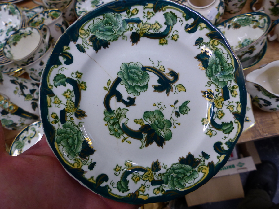 A MASONS IRON STONE CHARTREUSE PATTERN PART TEA AND DINNER SERVICE. - Image 28 of 40