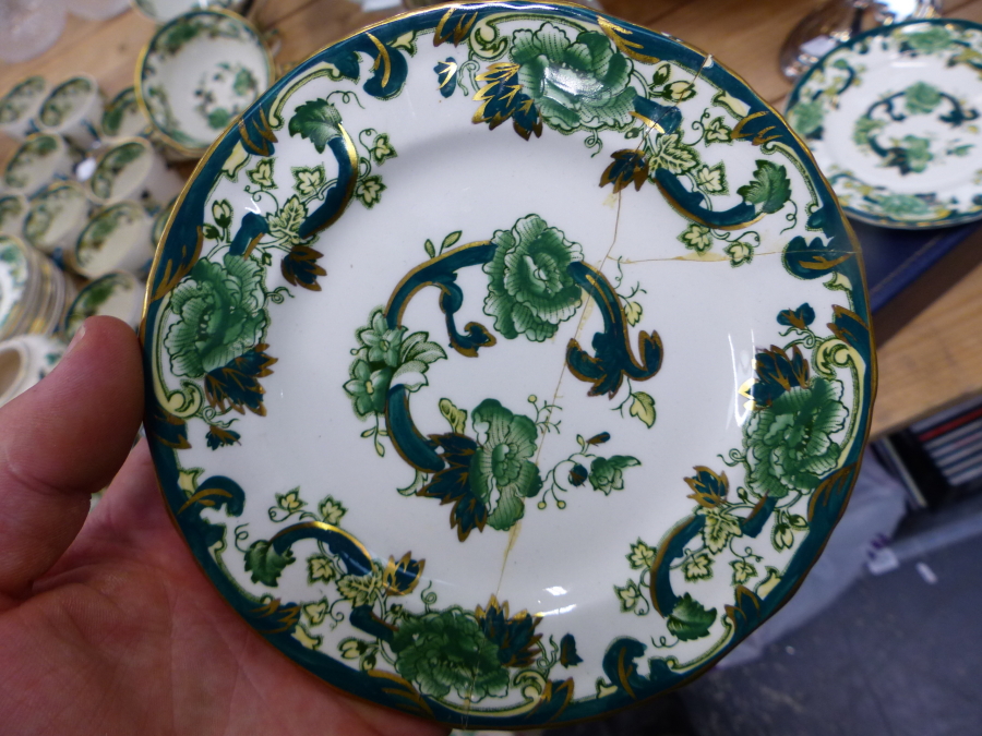 A MASONS IRON STONE CHARTREUSE PATTERN PART TEA AND DINNER SERVICE. - Image 30 of 40