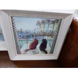 REBECCA LARDNER TWO LIMITED EDITION GICLEE ON CANVAS BOARD COASTAL HARBOURS AND ONE FURTHER BY THE