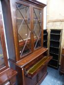 A LATE VICTORIAN MAHOGANY SECRETAIRE BOOKCASE.