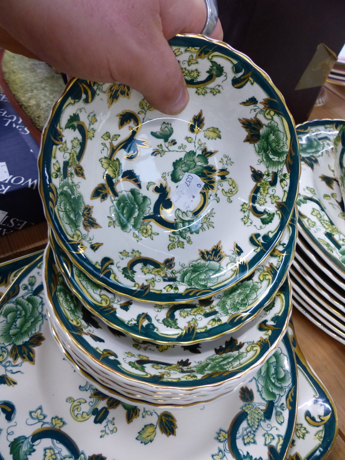 A MASONS IRON STONE CHARTREUSE PATTERN PART TEA AND DINNER SERVICE. - Image 10 of 40