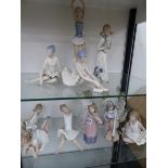 NINE NAO FIGURINES, TOGETHER WITH FOUR FURTHER DECORATIVE SIMILAR FIGURINES (13).