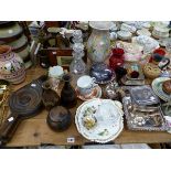 VARIOUS ART POTTERY, VICTORIAN AND LATER GLASS WARES, SILVER PLATED ITEMS ETC.