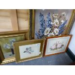 FOUR VARIOUS FLORAL PAINTINGS.