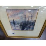 WATERCOLOUR HARBOUR SCENE, SIGNED GORDON CROSBY.