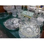 A QUANTITY OF VARIOUS CUT GLASS VASES ETC.