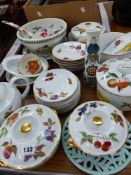 ROYAL WORCESTER EVESHAM PATTERN PART TEA SET, THE BOTANIC GARDEN PORTMEIRION BOWL AND CLOCK