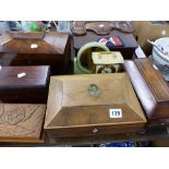 VARIOUS 19th C. WORK BOXES, TEA CADDIES, ETC.