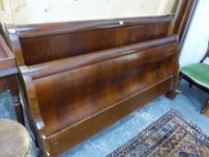 A FRENCH STYLE MAHOGANY SLEIGH BED.