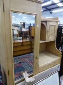 AN EDWARDIAN PINE WARDROBE/CHEST.