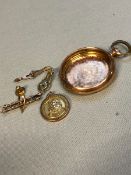 A 14ct GOLD POCKET WATCH CASE, AND VARIOUS OTHER GOLD ITEMS. 14ct WEIGHT 16.5grms, GROSS 9ct GOLD