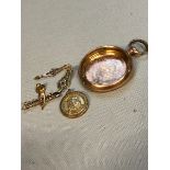 A 14ct GOLD POCKET WATCH CASE, AND VARIOUS OTHER GOLD ITEMS. 14ct WEIGHT 16.5grms, GROSS 9ct GOLD