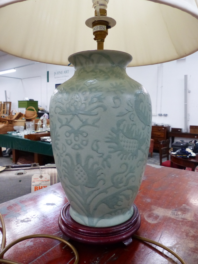 A MODERN CHINESE STYLE GREEN GLAZED LAMP - Image 3 of 4