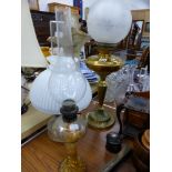 THREE OIL LAMPS.