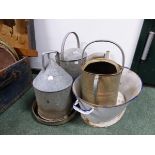 GALVANIZED WATERING CANS, ENAMEL WARES ETC.