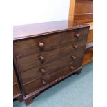 A VICTORIAN MAHOGANY CHEST OF DRAWERS.