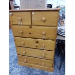 A MODERN PINE CHEST OF DRAWERS.