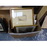 A MIXED SELECTION OF 19th C. AND LATER ENGRAVINGS, WATERCOLOURS AND OTHER LATER PICTURES.