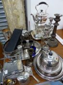 A QUANTITY OF SILVER PLATED WARES.