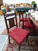 TWO SETS OF FOUR LATE VICTORIAN DINING CHAIRS.