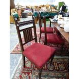 TWO SETS OF FOUR LATE VICTORIAN DINING CHAIRS.